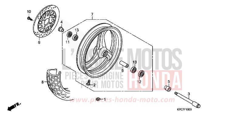 FRONT WHEEL for Varadero 125 SHASTA WHITE (NH138) from 2010
